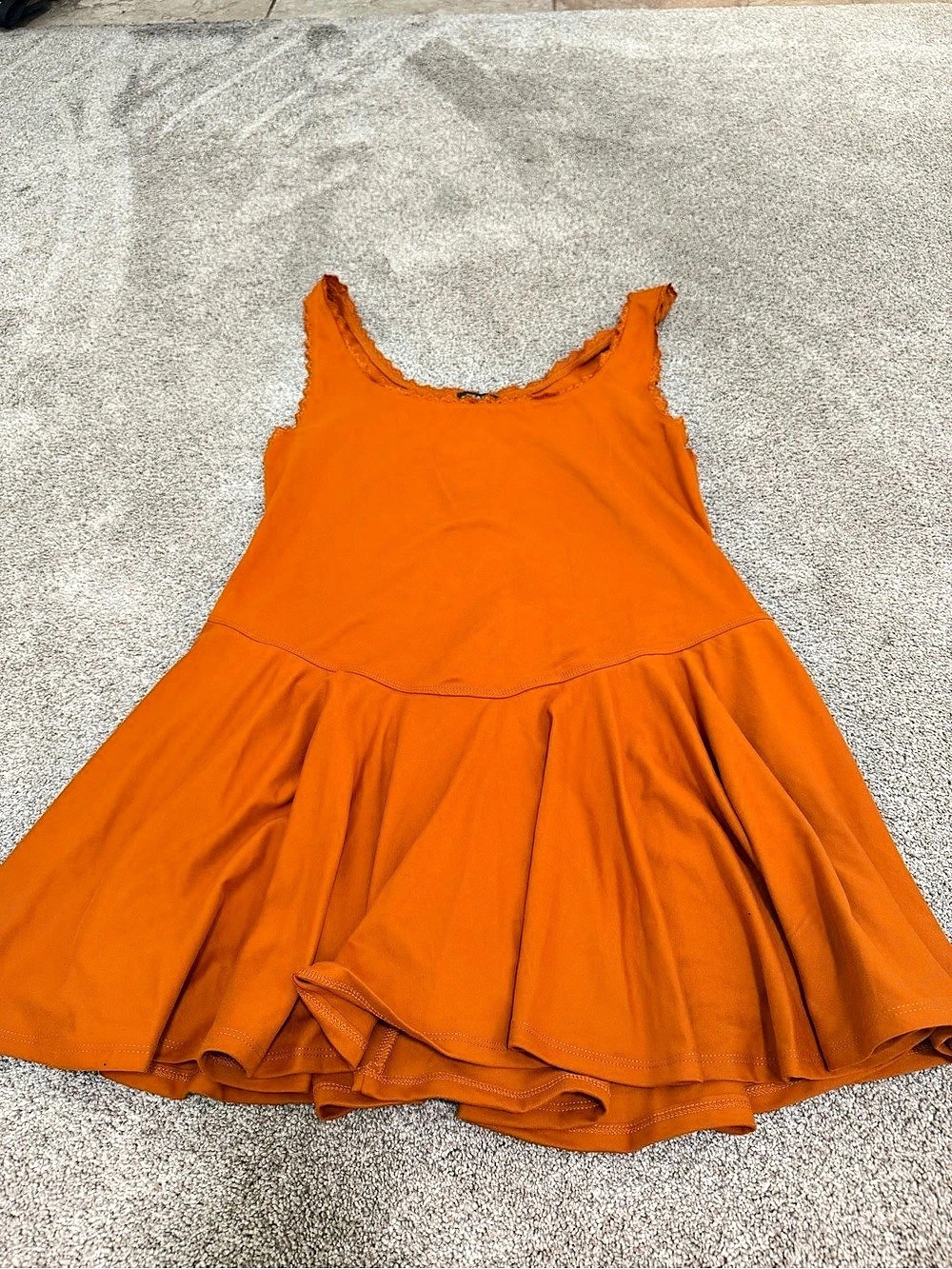 Wild Fable Game Day Lace Drop Waist Mini Skater Dress Orange Large